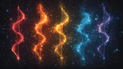 DNA research futuristic molecular biotechnology glowing genetic strands medical innovation illustration