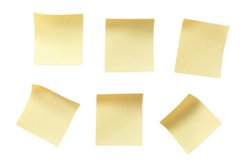 Six Yellow Sticky Notes Floating For Office Reminders with Conceptual Art