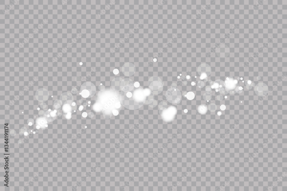 Poster abstract light shine blur bokeh effect on white transparent background. vector lens flare spot light
