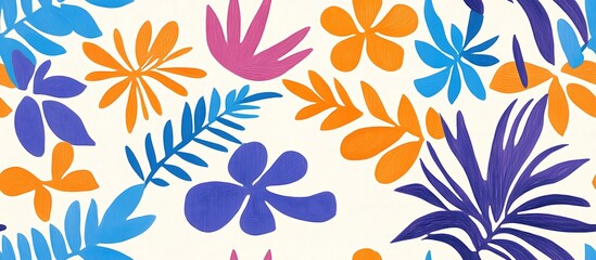 Obraz premium Abstract colorful tropical leaves and flowers seamless pattern