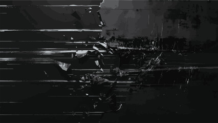 Vector Futuristic Cyberpunk Glitch Screen with Pixelated Digital Noise, Broken Data Patterns, and Abstract Matrix Distortion