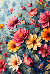 Vibrant Floral Art Illustration: Hand-Painted Botanical Watercolor for Elegant Home Decor and Creative Gifts