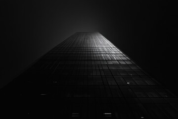 Skyscraper at night with long exposure and wide angle