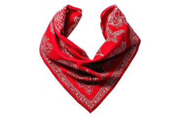 Folded Red Bandana with White Pattern, a Western Apparel Aesthetic