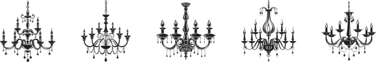 Chandelier set vector luxury and elegant illustration design