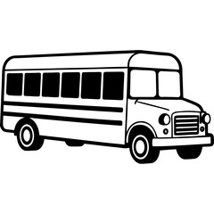 Modern Line Drawing of a School Bus