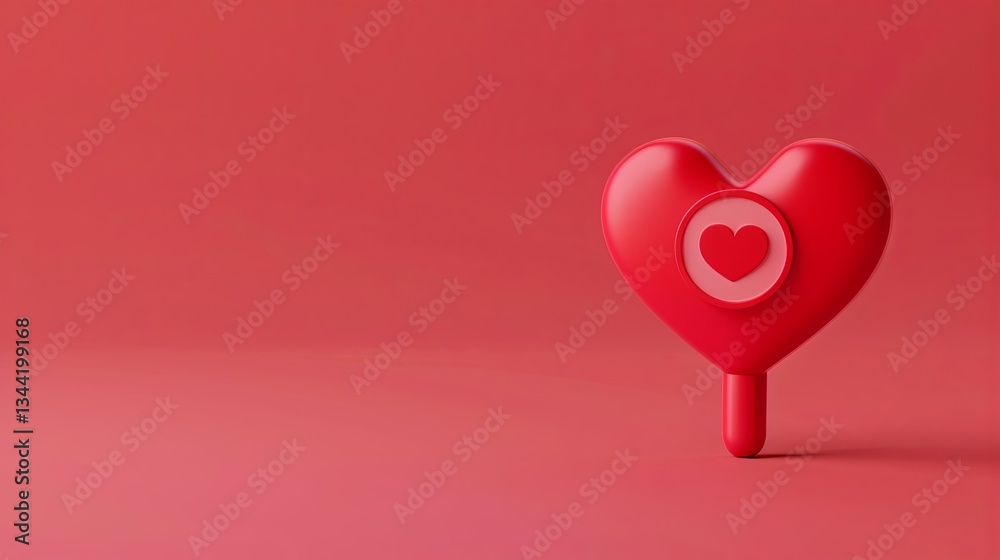 Aufkleber 3d heart notification icon in red showcasing love for social media interaction generative ai
