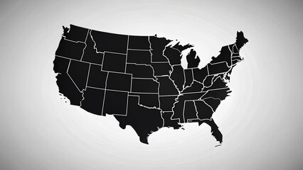 Minimalist Black USA Counties Map on White Background Stock Photo