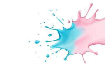 Splash of blue and pink paint with vibrant colors and texture isolated on transparent background