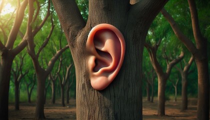 Dans la for&ecirc;t les arbres &eacute;coutent avec leur oreiller attentive