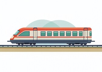 Minimalist Flat Train Illustration: Left-Aligned Asset with Copy Space for Design Projects
