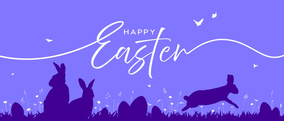 Easter poster, happy Easter banner, bunny card, egg, grass