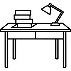 Modern Study Desk Line Art