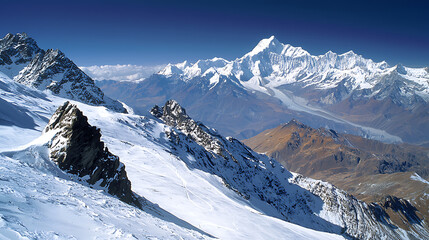 Majestic Snow-Capped Mountains Under a Full Moon with Starry Sky