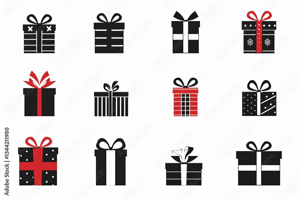 Aufkleber collection of trendy flat style gift box icons with ribbons designed for apps and websites generativ