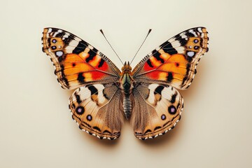 Naklejka premium A beautiful butterfly rests with open wings in a lovely pose