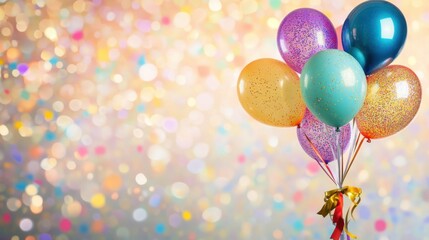 Colorful Balloon Bouquet with Ribbon, Celebrating International Children's Day in a Joyful Atmosphere