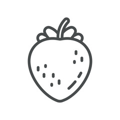 Strawberry Icon. Isolated Line Strawberry on White Background. Fresh Berry Fruit Summer Sweet Healthy Food Strawberry Outline Vector Symbol