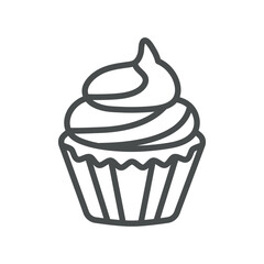 Cupcake Icon. Sweet Dessert Muffin Bakery Pastry Cream Cupcake Outline Vector Symbol Isolated on White Background 

