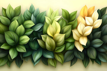 Lush Green and Yellow Floral Illustration