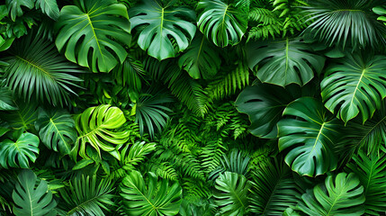 Fototapeta premium Lush Green Tropical Leaf Background Image