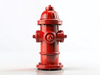 Minimalist Red Fire Hydrant Isolated on White Background - Stock Photo