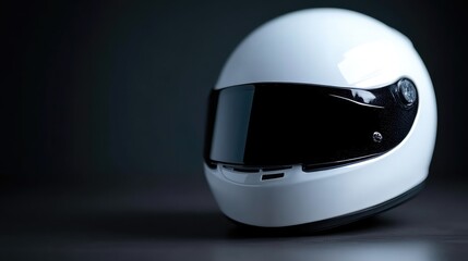 White racing helmet on dark background