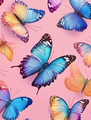 Cute butterfly seamless on a pink background