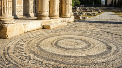 Obraz premium Ancient Roman Mosaic Floor Detail at Ruins