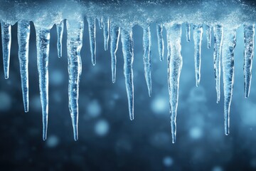 Stunning Closeup of Icicles Hanging From an Eavestrough Winter Scene