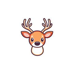 Vector Illustration of a Cute Cartoon Deer Head with Orange and White Features