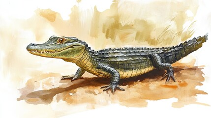 Fototapeta premium The African dwarf crocodile, known for its small size and broad snout. 
