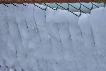 a wire mesh through which the snow passes