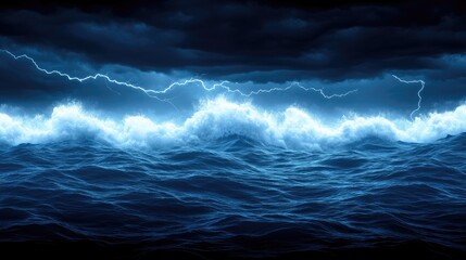 Fototapeta premium Stormy Sea at Night