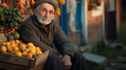 Obraz premium Elderly man at a Slavic Cultural Festival tradition portrayed