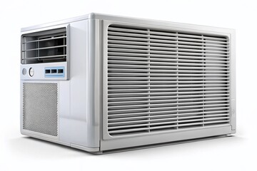 Modern Air Conditioner Unit Isolated on White Background - Home Cooling System