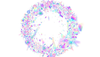 Neon Tinsel. Party Effect. Purple Happy Background. Isolated Design. Glare Colourful Illustration. Modern Dust. Rainbow Sparkle. Disco Pattern. Pink Neon Tinsel