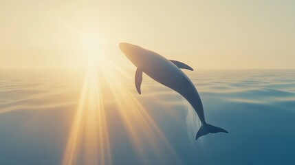 Whale sunrise ocean jump peaceful nature background