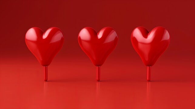 Explore a vibrant set of three red heart icons in a chat box symbolizing love and social media interaction in a digital space Generative AI