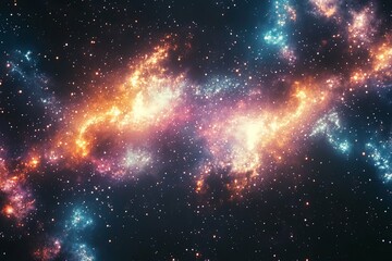 Naklejka premium Colorful cosmic clouds and stars appear across the dark space