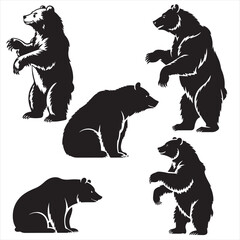 Bear silhouette forest wilderness scene, Silhouette of a bear in the forest, bear 