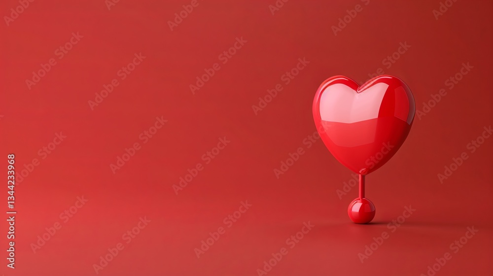 Aufkleber Heart icon for love notifications featuring a 3d heart shape in a vibrant red setting, symbolizing affection in social media interactions Generative AI