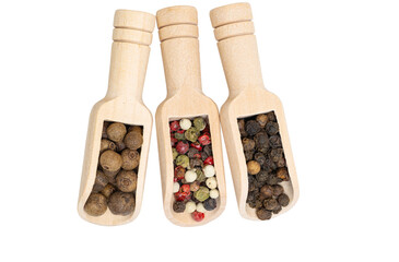 different spices in a wooden spoon