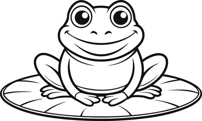 funny frog cartoon, frog coloring page icon for adalt and childreans.
