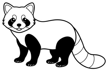 Elegant Red Panda Line Art