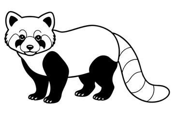 Elegant Red Panda Line Art