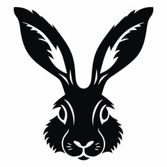 Obraz premium Black and white rabbit head logo design