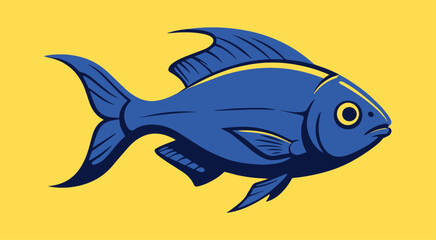 Fish vector. Fish icon black silhouette. Fish silhouette. Isolated fish vector illustration. Fisheries logo symbol 