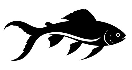Fish icon black silhouette. Fish silhouette on white background, vector illustration template. fish logo design