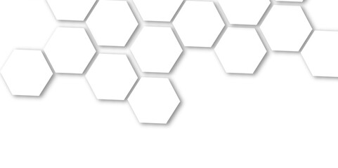 Abstract light grey and white hexagon 3d effect pattern with shadow seamless texture background. Use for book, poster, flyer, website vector illustration.